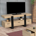 Meuble TV PHOENIX avec tiroirs bois et noir 116 cm