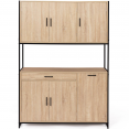 Buffet de cuisine 120 CM DETROIT meuble 6 portes design industriel + tiroir