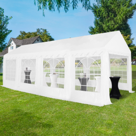 Tente de réception 4x8 M barnum PE 180gr/m² chapiteau blanc 40 personnes
