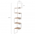 Hoekwandplank ISA, 5 niveaus, hout en metaal, industrieel ontwerp
