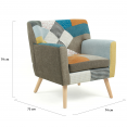 LIV Scandinavische fauteuil in veelkleurige patchworkstof