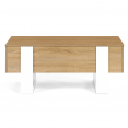 Table basse plateau relevable rectangulaire PHOENIX bois et blanc