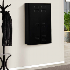 ESTER 2-deurs zwart metalen wandkast in industrieel ontwerp