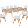AUSTRIA uitschuifbare eettafel 6-10 personen hout wit pin-poot 160-200 cm