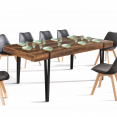 AUSTRIA uitschuifbare eettafel 6-10 personen hout zwart pin poot 160-200 cm