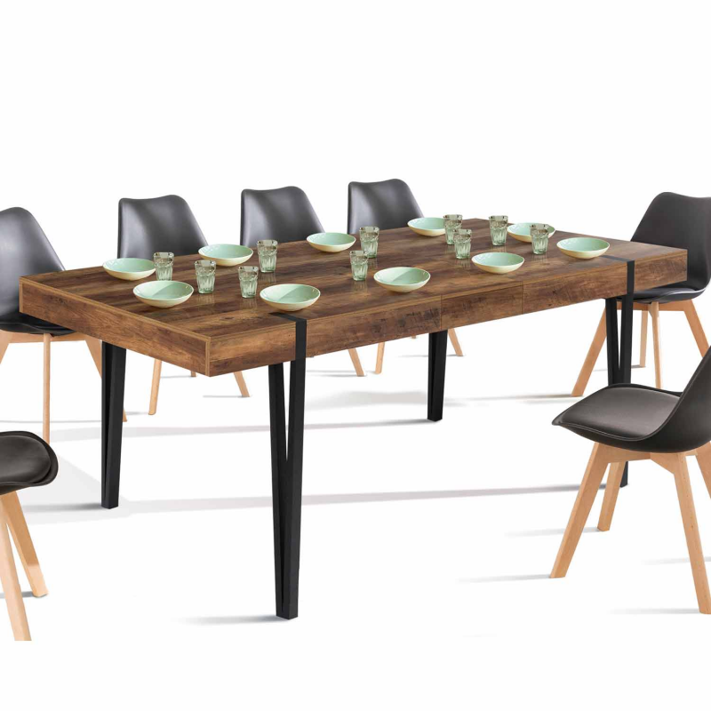 VASAGLE Table à manger de 4 personnes industriel, SANS TABOURET, 120 x 75 x  75 cm, Métallique Robuste, Rustique - Cdiscount Maison