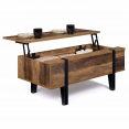 AUSTRIA salontafel met opklapbaar houten tafelblad en pinvoet