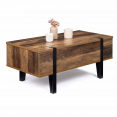 AUSTRIA salontafel met opklapbaar houten tafelblad en pinvoet