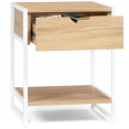 Lot de 2 tables de chevet DETROIT design industriel bois et métal blanc