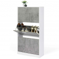 KLARK witte 3-deurs schoenenkast met betoneffect