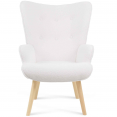 IVAR Scandinavische fauteuil in witte bouclette stof