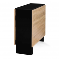 EDI 2-6 persoons inklapbare consoletafel met opbergruimte in zwart hout en blad in beukenlook 150 x 80 cm