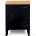 Table de chevet ESTER 1 porte en métal noir et plateau façon hêtre design industriel