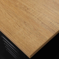Table de chevet ESTER 1 porte en métal noir et plateau façon hêtre design industriel