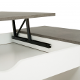 ELEA salontafel met hefbaar tafelblad en wit en grijs betonnen onderstel