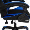 Verstelbare ALEX-game chair met voetensteun, hoofdkussen en lendenkussen in zwart en blauw