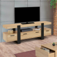 TV-meubel PHOENIX hout en zwart met laden 140 cm
