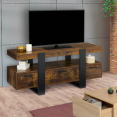 TV-meubel PHOENIX met verouderd hout en zwarte laden 116 cm