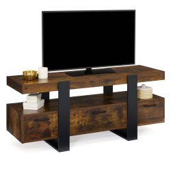 Meuble TV 116 cm PHOENIX avec tiroirs bois effet vieilli et noir