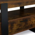 TV-meubel PHOENIX met verouderd hout en zwarte laden 116 cm