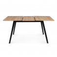 INGA Scandinavische uitschuifbare tafel, 4-6 personen, houten blad, zwarte poten 120-160 cm