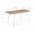 INGA Scandinavische uitschuifbare tafel, 4-6 personen, houten blad, witte poten 120-160 cm