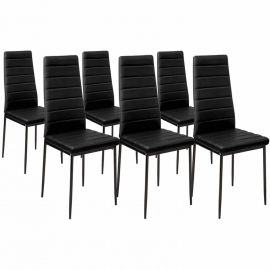 Lot de 6 chaises ROMANE noires pour salle à manger
