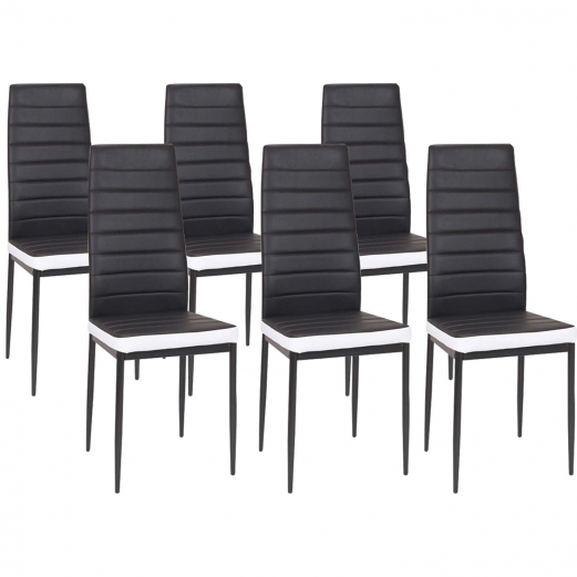 Lot de 6 chaises ROMANE noires bandeau blanc pour salle à manger