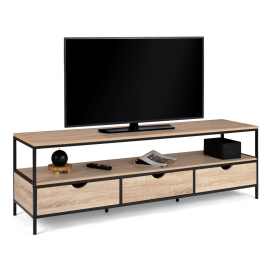 Meuble TV DETROIT 3 tiroirs design industriel 160 cm