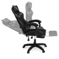 Verstelbare ALEX-game chair met voetensteun, hoofdkussen en lendenkussen in zwart en grijs