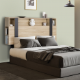Tête de lit PHOENIX 140 cm avec rangements bois et noir