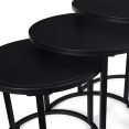 Set van 3 DAVIS ronde 35/40/45 salontafels in mat zwart metaal, industrieel ontwerp