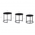 Set van 3 DAVIS ronde 35/40/45 salontafels in mat zwart metaal, industrieel ontwerp
