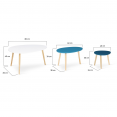 Set van 3 GAIA wit en blauw Scandinavisch gelakte nesting salontafels