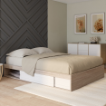 SALEM bedframe met opbergruimte en 140 x 190 cm lattenbodem met hout- en witeffect