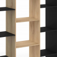 Etagère bibliothèque COLETTE avec 11 compartiments noir et effet bois H.143 cm