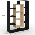 COLETTE boekenplank met 11 vakken met hout- en zwart effect H.143 cm