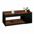 ELEA salontafel met lift-top, antiek donker hout en zwarte kast