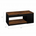 ELEA salontafel met lift-top, antiek donker hout en zwarte kast