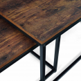 Set van 2 DAYTON 60/70 houten salontafels met verouderd effect, industrieel ontwerp