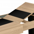 PHOENIX uitschuifbare eettafel 6-10 personen hout en zwarte middenband 160-200 cm