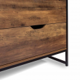 Commode 6 tiroirs HAWKINS 115 cm bois foncé design industriel