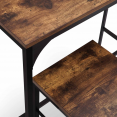 Table haute de bar DAYTON 100 cm et 4 tabourets bois foncé effet vieilli et noir design industriel