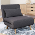 Fauteuil cabrio ROMEO lit d'appoint 1 plaats 80x190 cm tissu gris antraciet