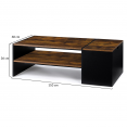 Table basse bar contemporaine rectangulaire IZIA avec coffre bois effet vieilli et noir
