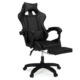 Verstelbare ALEX-gamingstoel met voetensteun, hoofdkussen en zwart lendenkussen