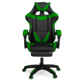 Verstelbare ALEX-game chair met voetensteun, hoofdkussen en lendenkussen in zwart en groen