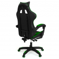 Verstelbare ALEX-game chair met voetensteun, hoofdkussen en lendenkussen in zwart en groen