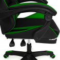 Verstelbare ALEX-game chair met voetensteun, hoofdkussen en lendenkussen in zwart en groen