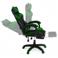 Verstelbare ALEX-game chair met voetensteun, hoofdkussen en lendenkussen in zwart en groen